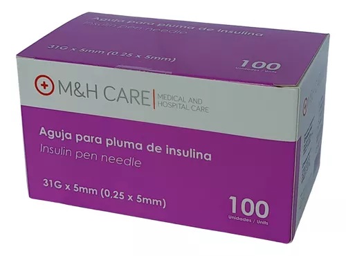 AGUJAS PARA PLUMA DE INSULINA CAJA X 100 UNIDADES