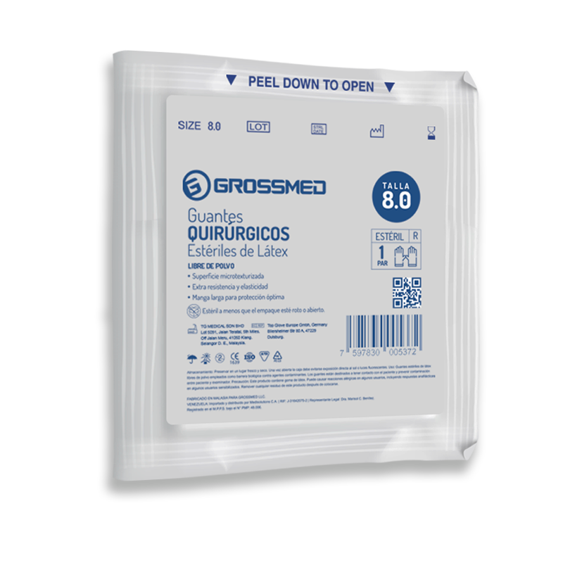 GUANTES QUIRURGICOS TALLA 8.0  1 PAR.