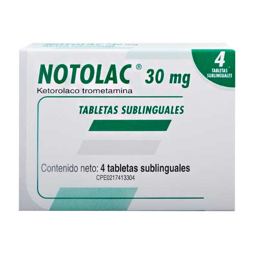 NOTOLAC 30 MG 4 TABLETAS SUBLINGUALES FARMA
