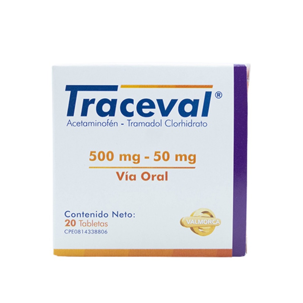 TRACEVAL 500MG 50MG 20TAB VALMORCA