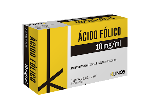 ACIDO FÓLICO 10mg/ml x 3 AMPOLLAS INTRAMUSCULAR IM
