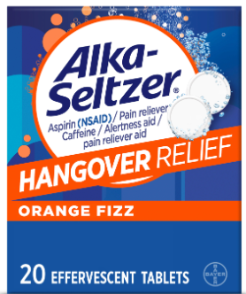 ALKA SELTZER  EFERVESCENTE HANGOVER RELIEF  X 20 TAB