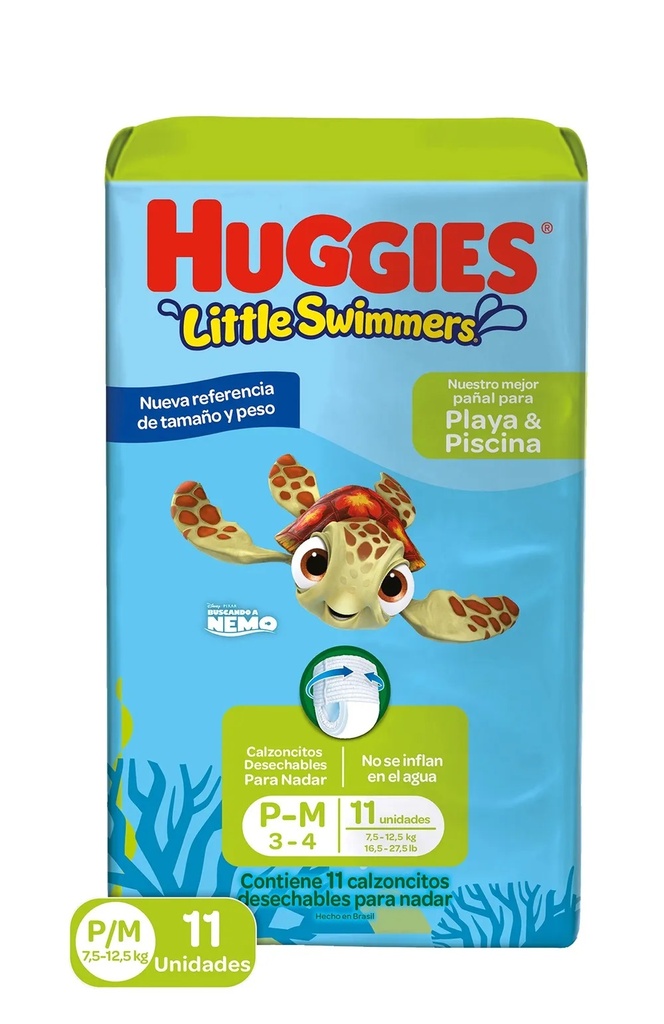 PAÑALES HUGGIES LITTLE SWIMMERS UNISEX TALLA P-M 11UND