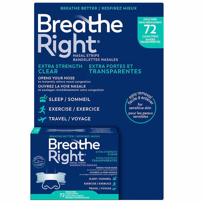 BREATH RIGHT EXTRA STRENGH CLEAR X 72 STRIPS