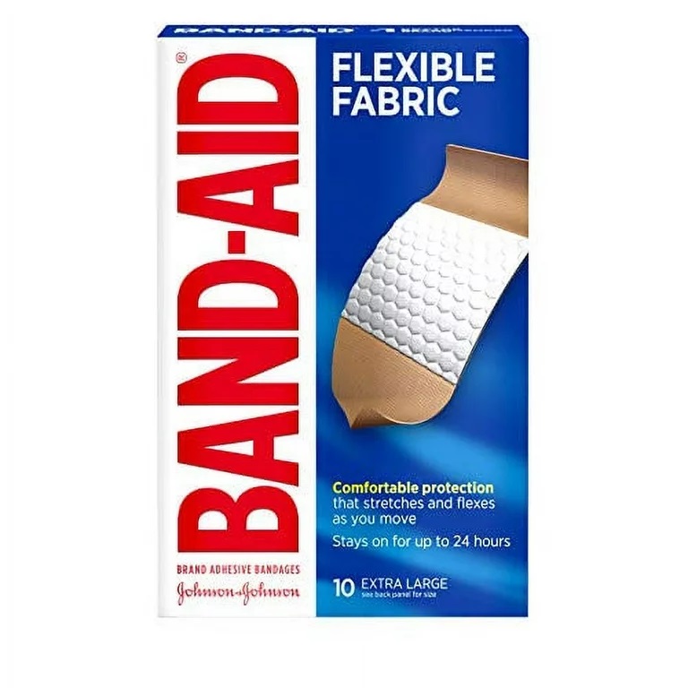 BAND-AID FLEXIBLE FABRIC COMFORTABLE PROTECTION X 10 EXTRA LARGE