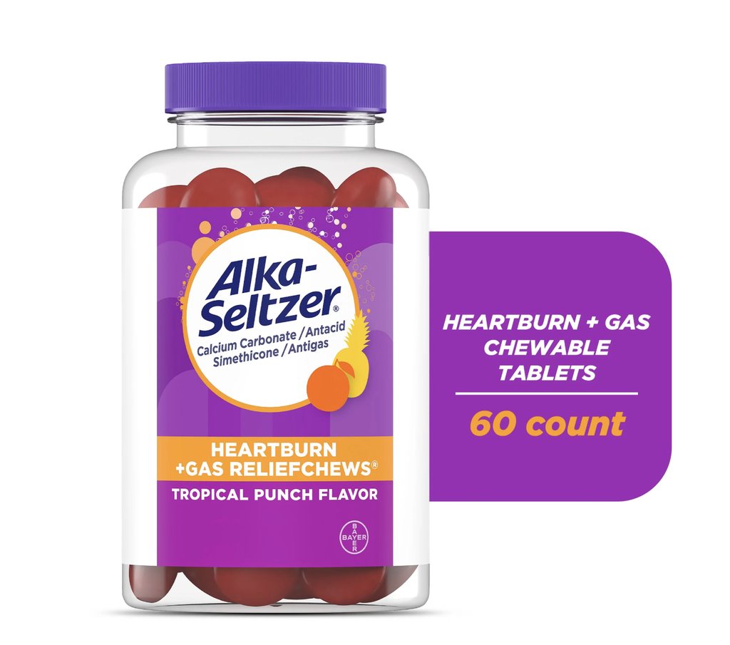 ALKA SELTZER HEARTBURN + GAS RELIEFCHEWS TROPICAL PUNCH  X 60 CHEW