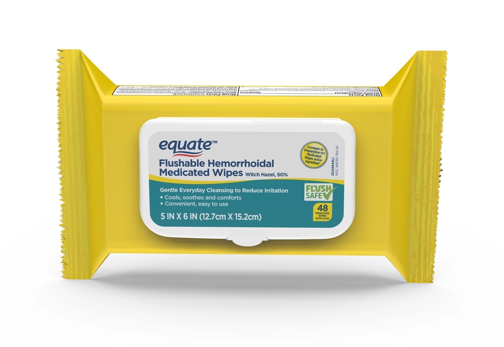 EQUATE FLUSHABLE HEMORRHOIDAL MEDICATED X 48 WIPES