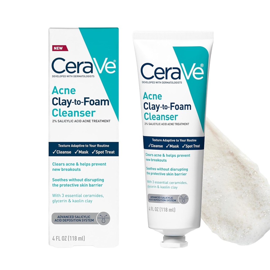 CERAVE ACNE CLAY TO FOAM CLEANSER 118ML