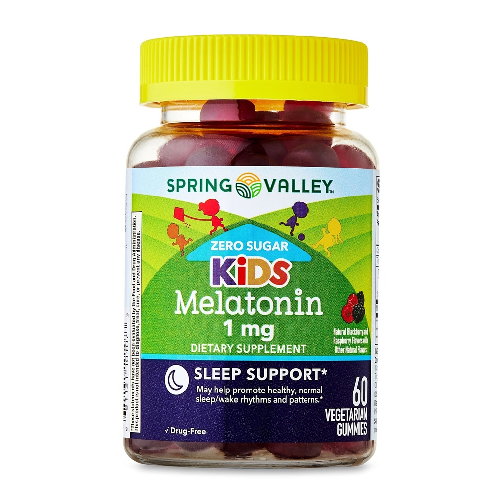 MELATONIN KIDS ZERO SUGAR 1MG 60GUMMIES SPRING VALLEY