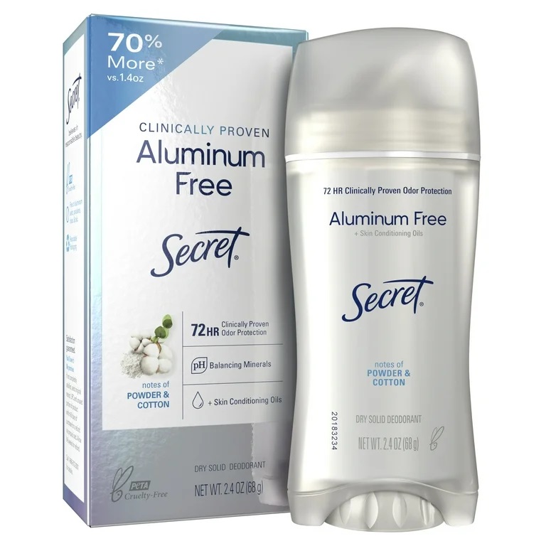 CLINICALLY PROVEN ALUMINUM FREE SECRET POWDER AND COTTON 70% MORE 68G