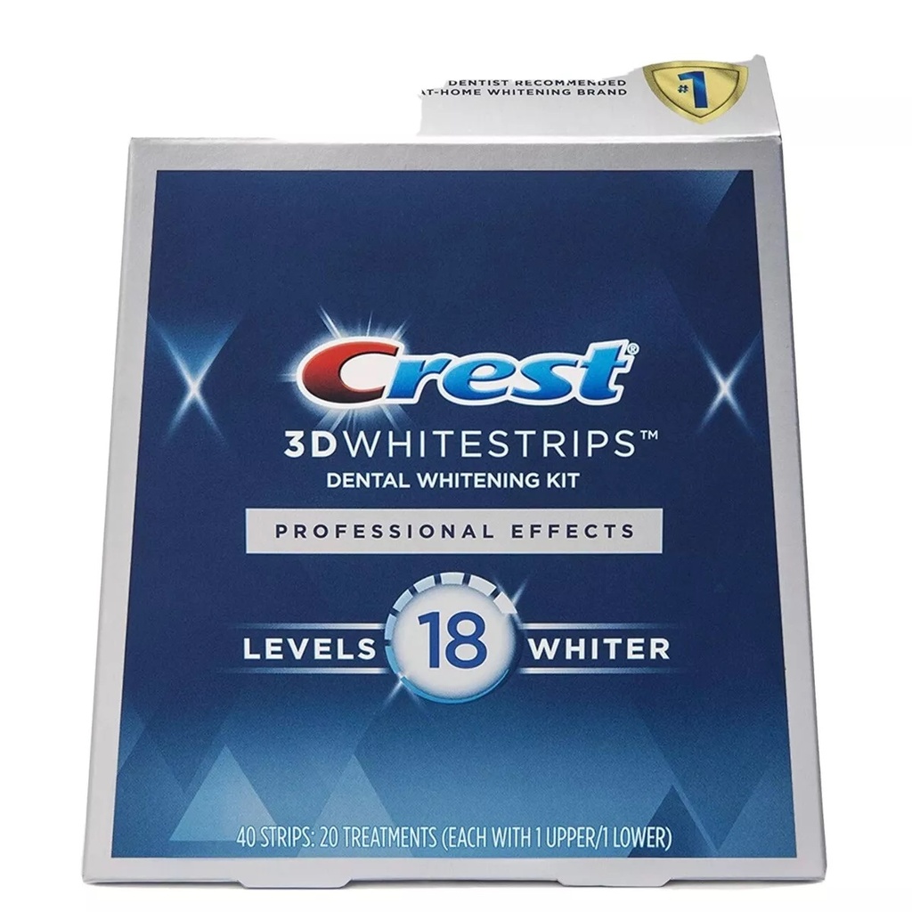 CREST 3D WHITESTRIPS PROFESSIONAL EFFECTS LEVELS 18 WHITER 40 STRIPS 1 UPPER/1 LOWERTRIPS
