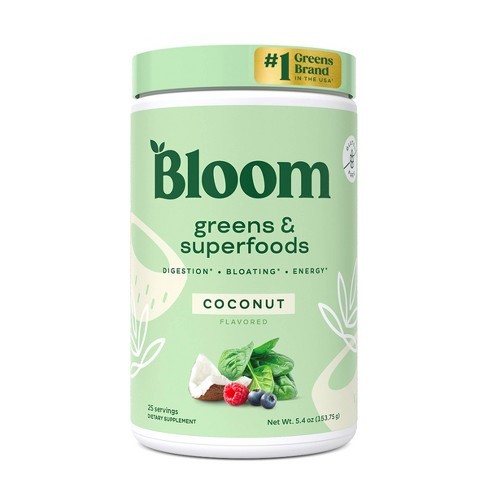 BLOOM NUTRITION GREEN AND SUPERFOODS MIXED COCONUT 25 SERVINGS 136G
