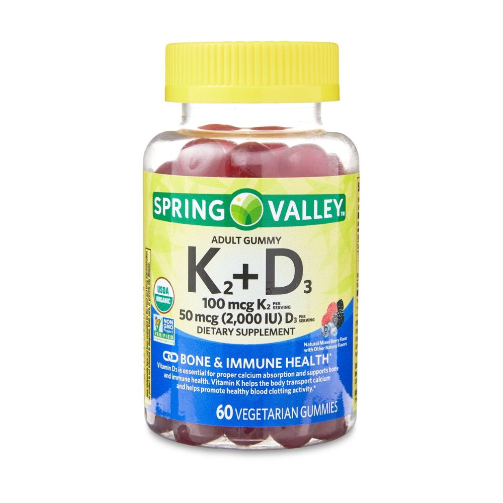VITAMINA K2 + D3 100MCG - 2000IU 60 GUMMIES SPRING VALLEY