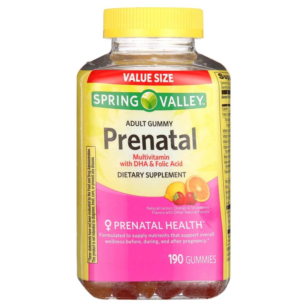 PRENATAL MUTI DHA & FOLIC ACID 190 GUMMIES SPRING VALLEY