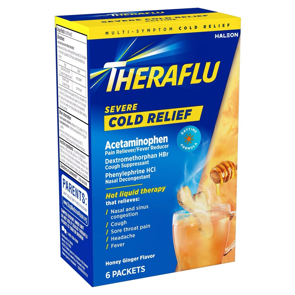 THERAFLU SEVERE COLD RELIEF DAYTIME HONEY LEMON FLAVOR X 6 SOBRES