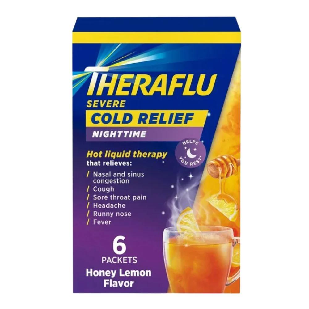 THERAFLU SEVERE COLD RELIEF NIGHTTIME HONEY LEMON FLAVOR X 6 SOBRES
