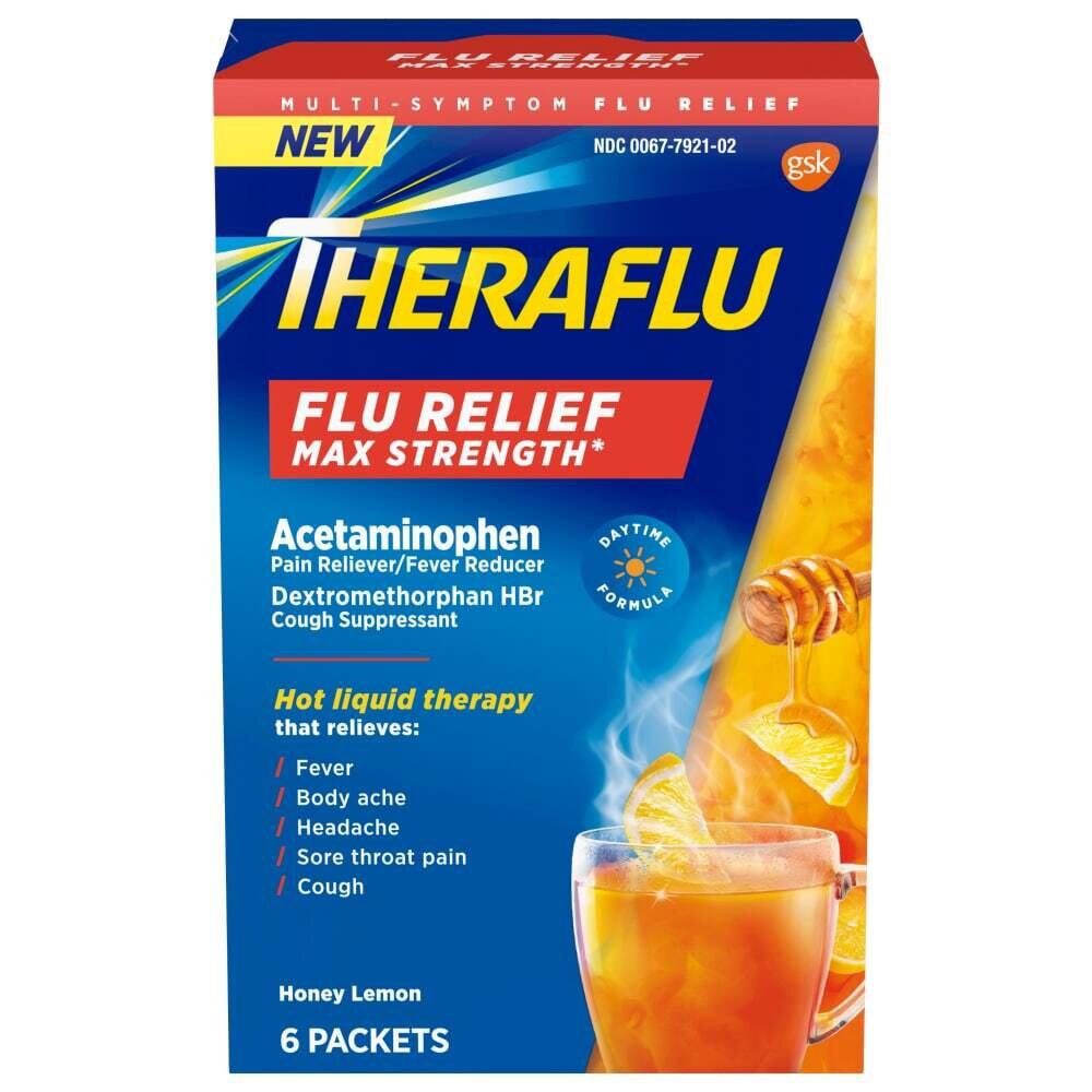 THERAFLU FLU RELIEF MAX STRENGTH HONEY LEMON FLAVOR X 6 SOBRES