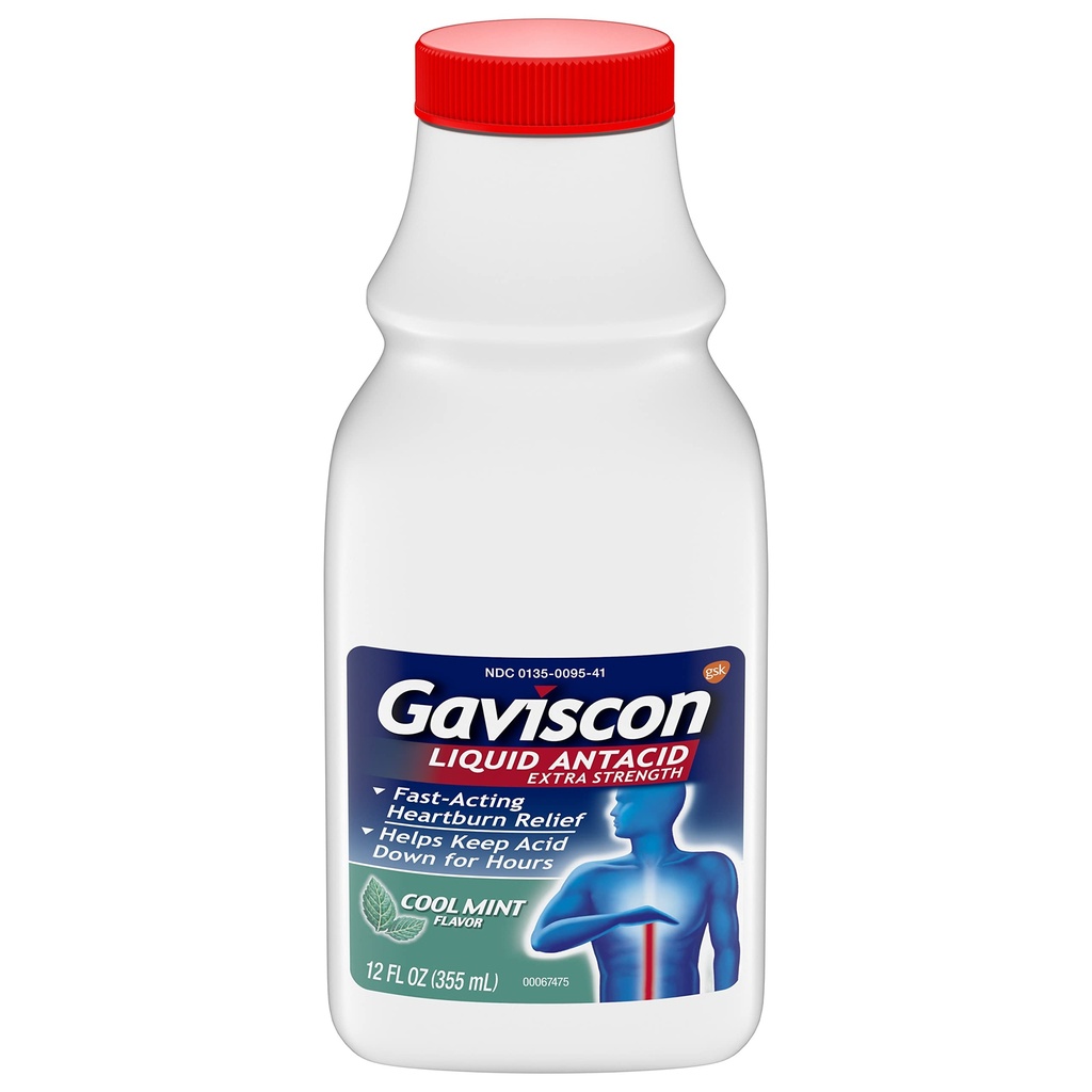 GAVISCON EXTRA STRENGH LIQUID ANTIACID  COOL MINT 355ML