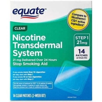 EQUATE NICOTINE TRANSDERMAL SYSTEM STEP 1 21MG X 14 PATCHES