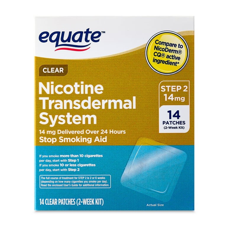 EQUATE NICOTINE TRANSDERMAL SYSTEM STEP 2 14MG  X 14 PATCHES