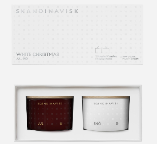 SKANDINAVISK 2 SCENTED CANDLES WHITE CHRISTMAS