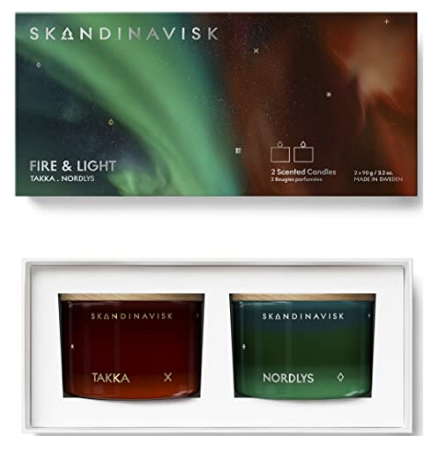 SKANDINAVISK 2 SCENTED CANDLES FIRE & LIGHT