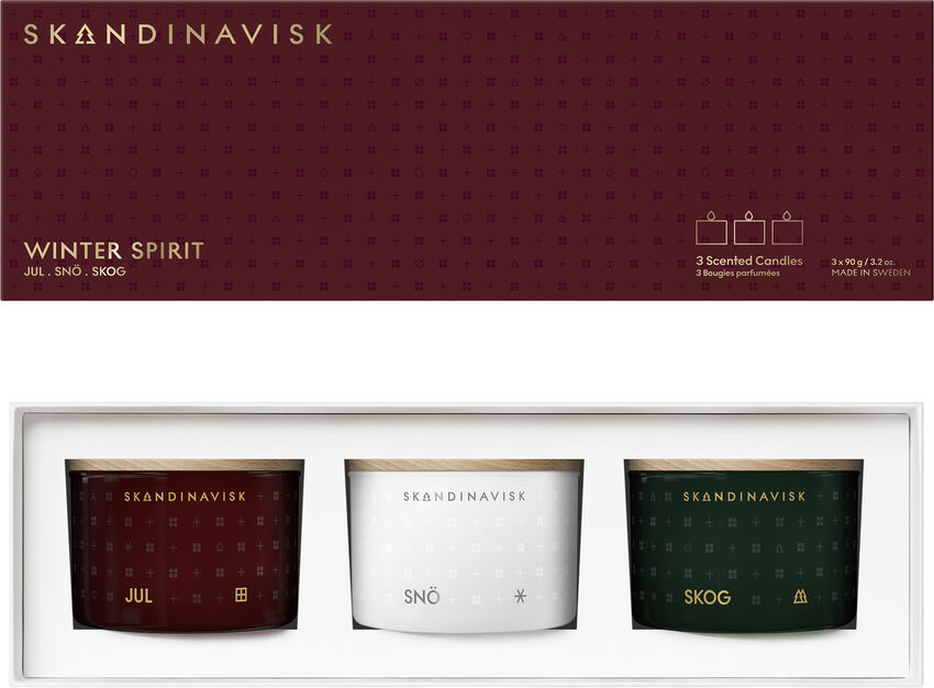 SKANDINAVISK WINTER SPIRIT 3 SCENTED CANDLES