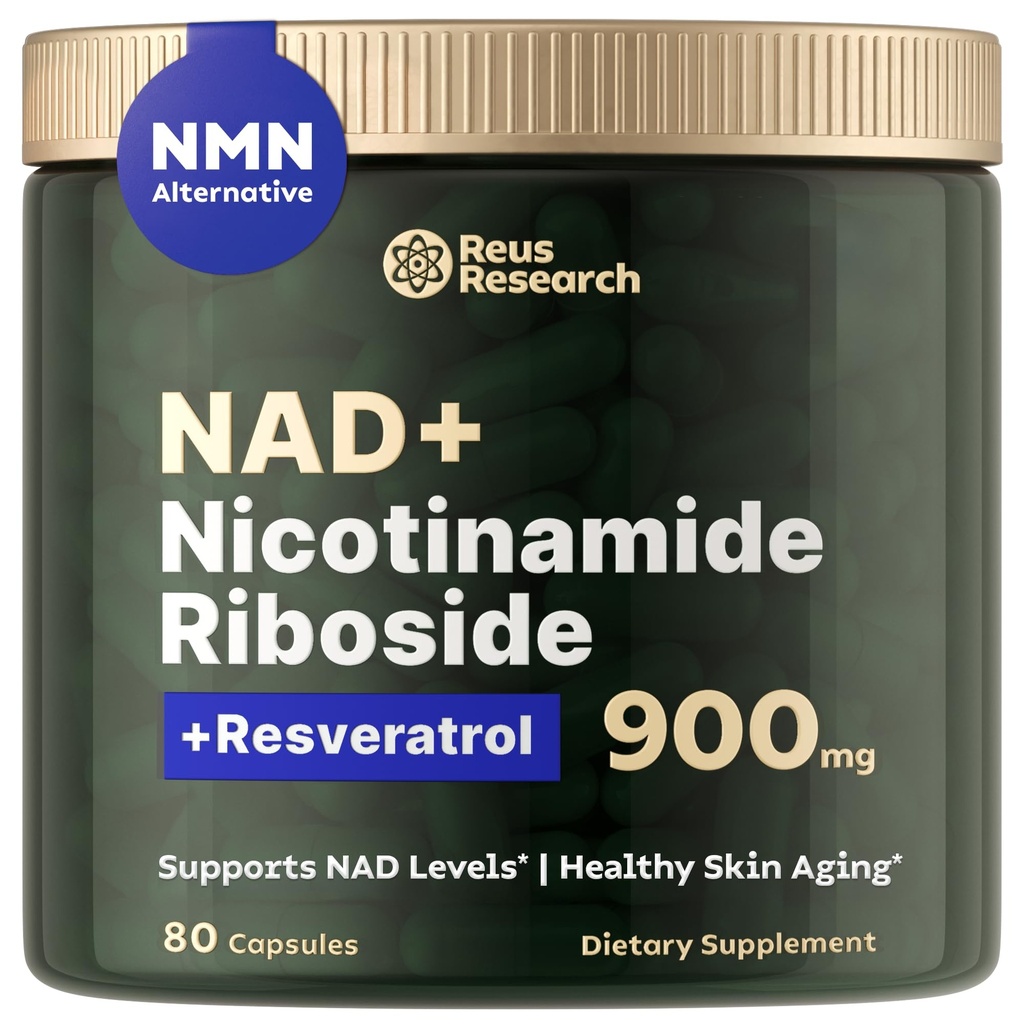 NAD + NICOTINAMIDE RIBOSIDE + RESVERATROL 900MG X 80 CAPS REUS RESEARCH
