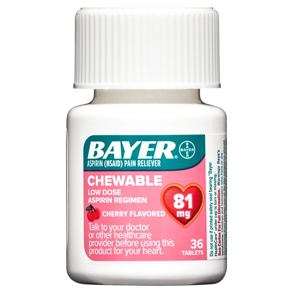ASPIRIN LOW DOSE 81MG X 36 CHEWABLE TAB CHERRY FLAVORED BAYER