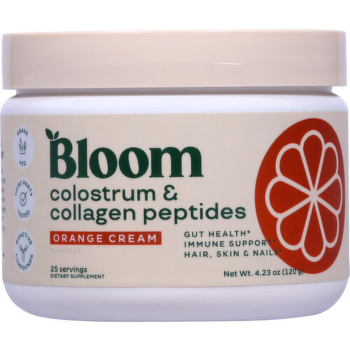 BLOOM COLOSTRUM & COLLAGEN PEPTIDES ORANGE CREAM 120G