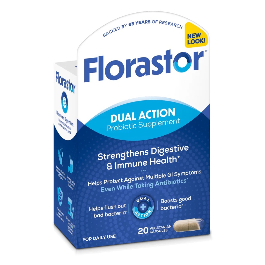 FLORASTOR DUAL ACTION PROBIOTIC SUPLEMENT STRENGTHENS DIGESTIVE & IMMUNE HEALTH X 20CAPS