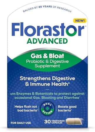 FLORASTOR ADVANCED GAS & BLOAT PROBIOTIC & DIGISTIVE SUPPLEMENT X 30 CAPS