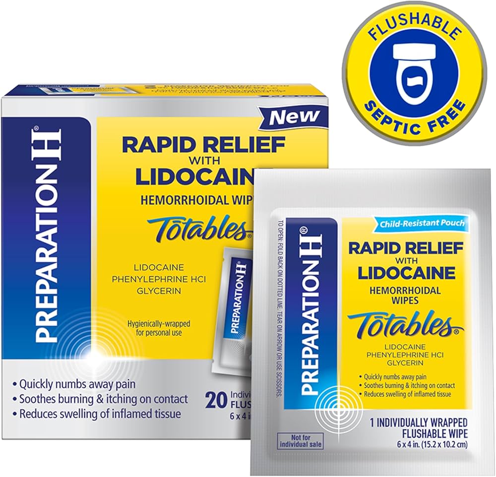 PREPARATION H RAPID RELIEF WITH LIDOCAINE TOTABLES X 20 WRAPPED