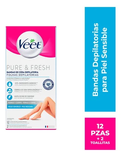 BANDAS DE CERAS DEPILADORAS VEET CORPORAL X 12 BANDAS + 2 TOALLITAS