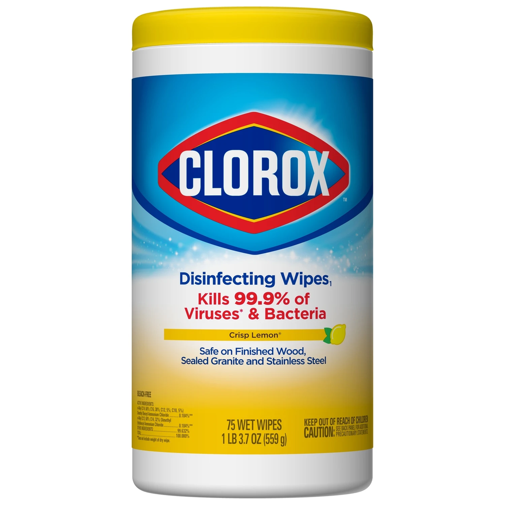 CLOROX DISINFECTING WIPES CRISP LEMON 75 WET WIPES 474G
