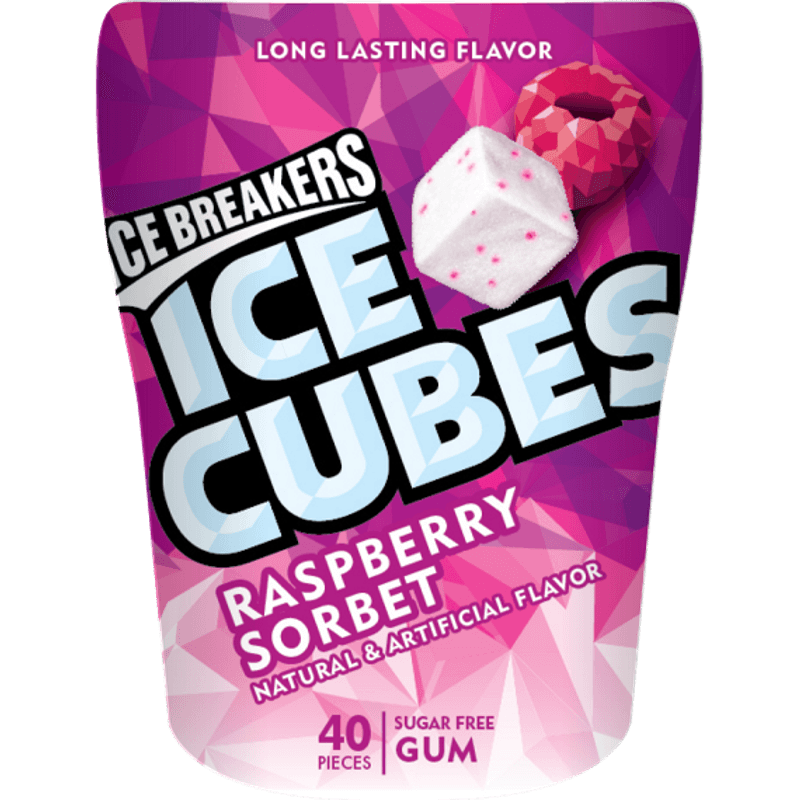 CHICLE ICE CUBES RASBERRY SORBET 40 GUM