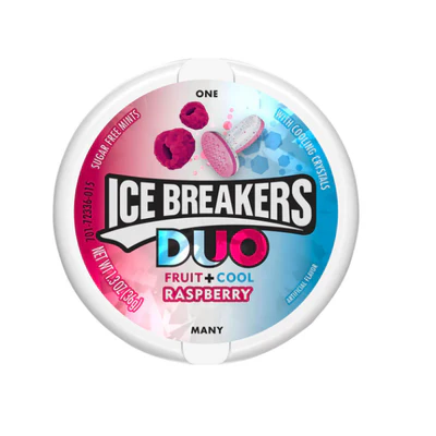 CARAMELO ICE BREAKERS DUO FRUIT + COOL STRAWBERRY 42GR