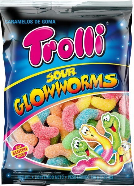 GOMITAS TROLLI SOUR GLOWWORMS 100 GR