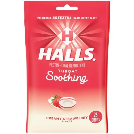 HALLS THROAT CREAMY STRAWBERRY X 25 DROPS