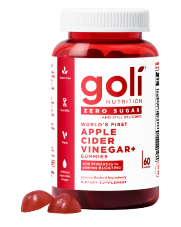 GOLI NUTRITION ZERO SUGAR APPLE CIDER VINAGER + + 60 GUMMIES