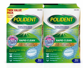 POLIDENT RAPID CLEAN LIMPIADOR DE PROTESIS 102 TABLETS