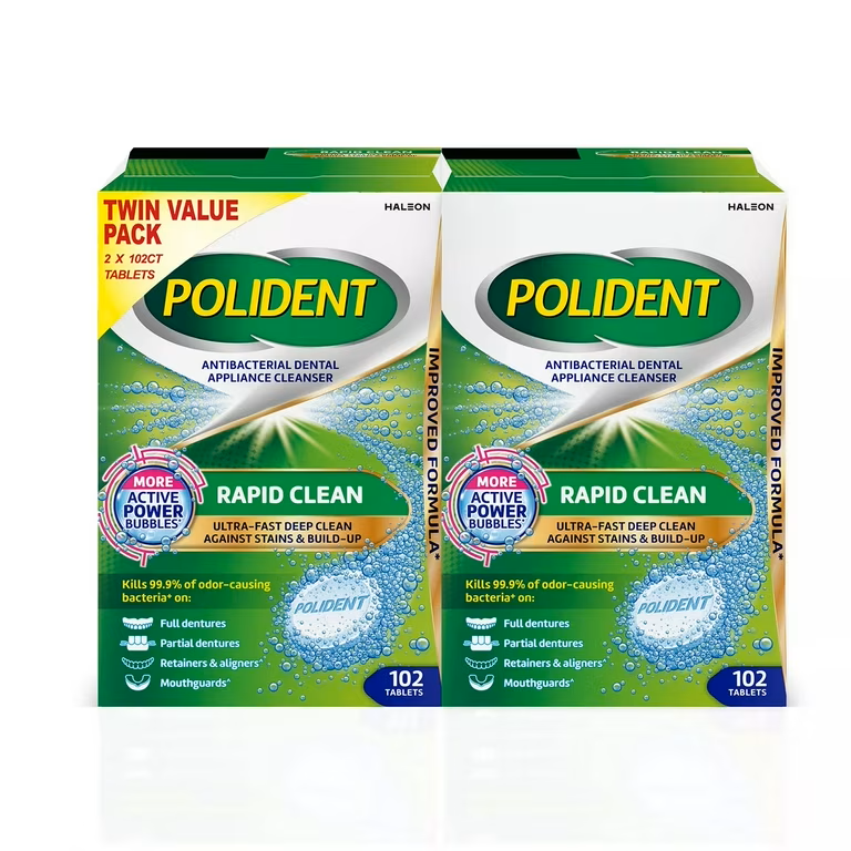 POLIDENT RAPID CLEAN LIMPIADOR DE PROTESIS 102 TABLETS