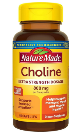 CHOLINE EXTRA STRENGHT DOSAGE 800 MG NATERE MADE 60 CAP