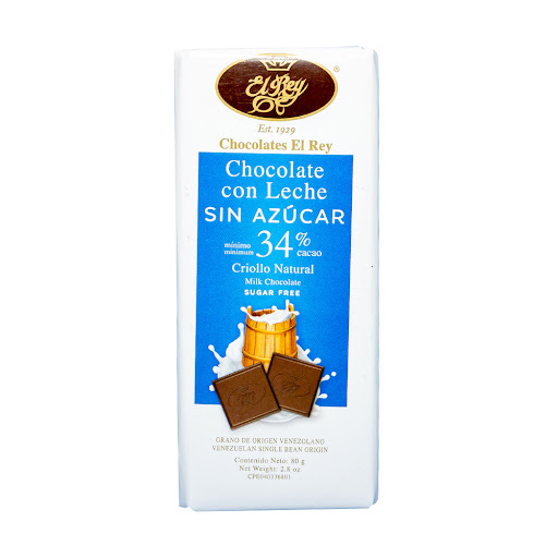 CHOCOLATE DE LECHE SIN AZUCAR 80 GR EL REY