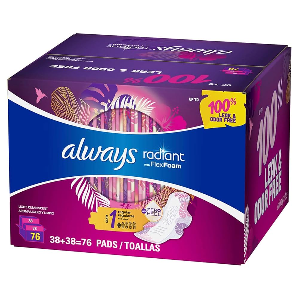 TOALLAS SANITARIAS ALWAYS RADIANT FLEX FOAM 76 UND TALLA 1