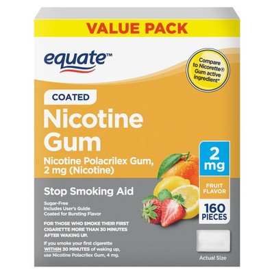 EQUATE NICOTINE GUM STOP SMOKING AID 2MG  X 160 PC