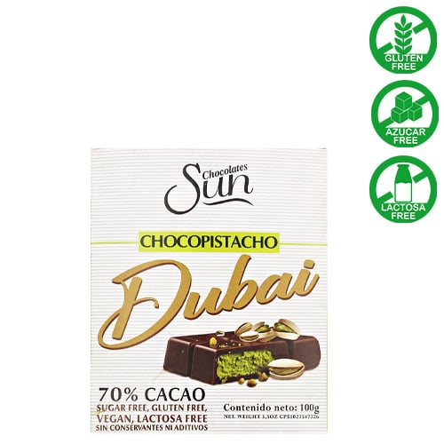 CHOCOLATE SUN CHOCOPISTACHO DUBAI 70% CACAO 100 GR