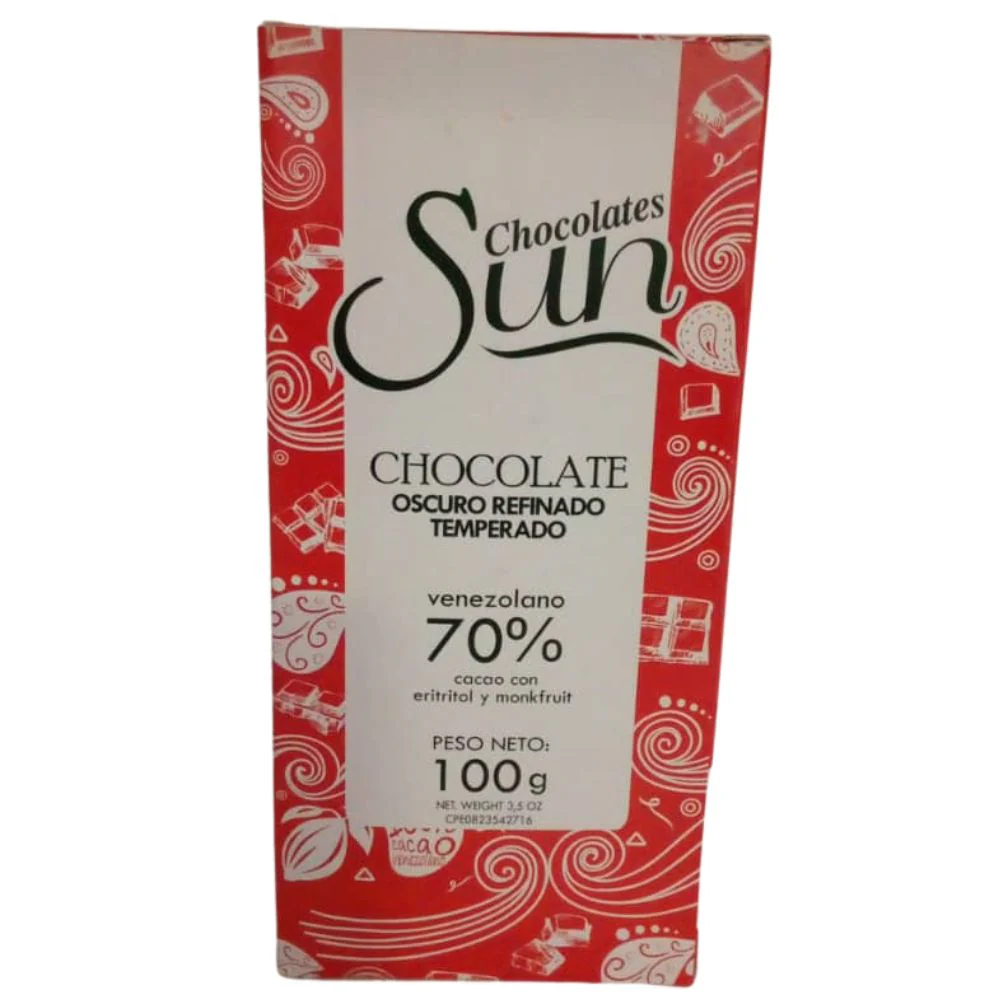 CHOCOLATE SUN OSCURO REFINADO TEMPERADO 70% CACAO 100 GR