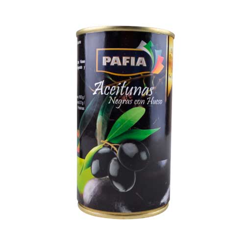 ACEITUNA NEGRA CON HUESO PAFIA 350 GR