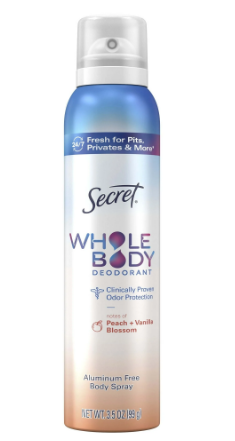 DESODORANTE SECRET WHOLE BODY CLINICALLY PROVEN PEACH + VANILLA BLOSSOM 99 GR